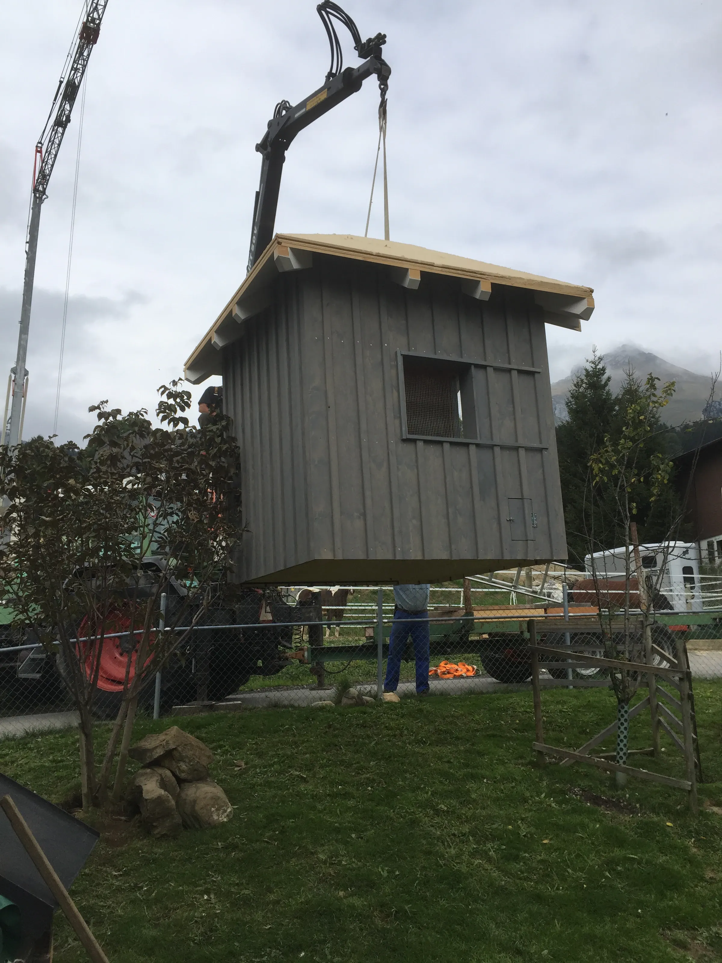 Architektonische Darstellung: Hühnerstall aus Holz.